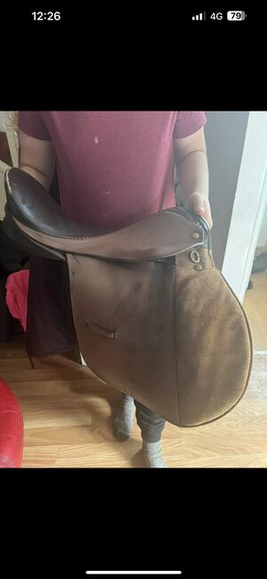 Brown leather saddle, Lauren Mills, All Purpose Saddle, Durham