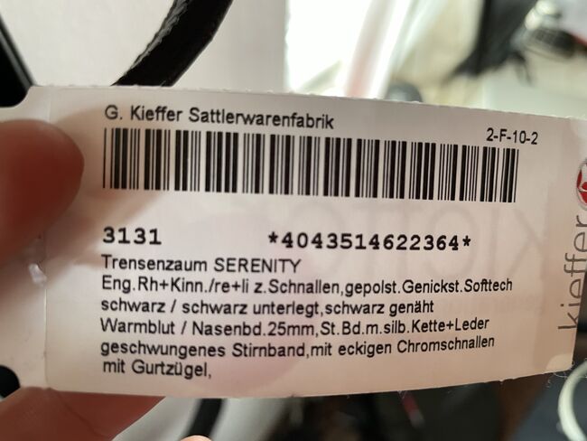 Kieffer Trense Trensenzaum WB *neu* Serenity WB Trense, Kieffer  Serenity , Verena Sa , Trensen, Sassenburg , Abbildung 2