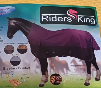 120€% 600D Highneck Regendecke m. Fleece Riders King lavendel lila 165cm, Riders King 600D Highneck Regendecke personalisierbar mit Fleece, Reitartikelbörse (Reitartikelbörse - Onlineshop für Wanderreiter), Pferdedecken, Grevenbroich