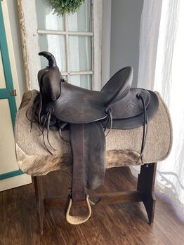 15” Antique Marshall Wells, Portland, OR, High Back Western Cowboy Saddle, Marshall Wells - Portland, OR, Kara, Western Saddle, Foley