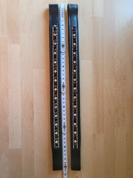 2 x Leder-Stirnband, Stirnriemen mit Glitzersteinen für Pferde, 40 cm, schwarz, 4 Horse, Andrea Schürmann, Browbands, Lichtenau