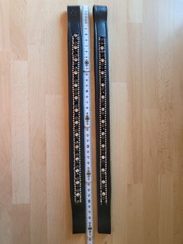 2 x Leder-Stirnband, Stirnriemen mit Glitzersteinen für Pferde, 40 cm, schwarz, 4 Horse, Andrea Schürmann, Naczółki, Lichtenau