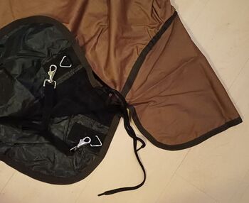 600D Riders King Regendecke Highneck 135 145 155 165 braun beige Polar Fleece 3000mm Riders Ring 600D Highneck Regendecke personalisierbar mit Fleece