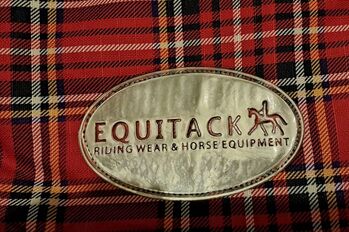 98,50€% REDUZIERT Regendecke 600D Fleece rot karo 125 135 145 155 eQuitack Regendecke mit Fleece