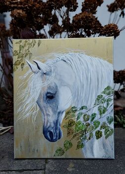 Goldiges Pferd handgemalt. Oelgemaelde