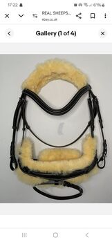 REAL SHEEPSKIN ANATOMICAL SNAFFLE FLASH BRIDLE DETACHABLE NEOPRENE PADDED +REINS