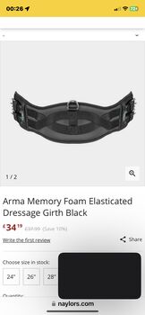 Arma memory foam dressage girth, Arma, Kate, Sattelgurte, Prenton