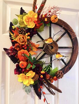 Autumn Cart Wheel Wreath perfect Stable / Home Decor, Silver Orchard Crafts Cart Wheel Wreath, Hayley Jones, Wyposażenie stajni, PONTEFRACT