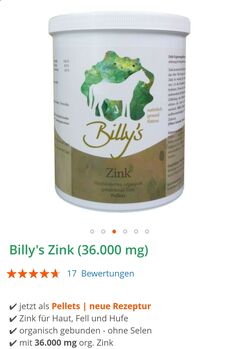 Billys Zink Zusatz, Billys  1kg Dose Pellets , Nadine , Horse Feed & Supplements, Rommerskirchen