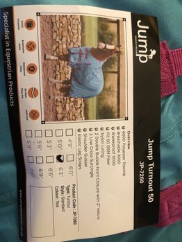 BNWT 50g 6”3 turnout, Jump, Katie, Pferdedecken, Ruislip 