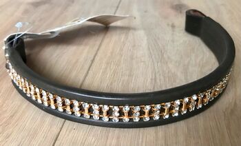 Stirnriemen HKM Leder dunkelbraun mit Strass Vollblut, HKM, Aukje, Browbands, Rommersheim