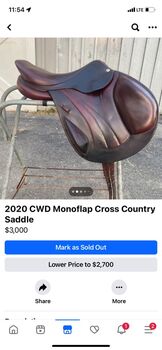 CWD Monoflap Cross Country Saddle 17.5, CWD Monoflap, Ty Leary, Other Saddle, lexington