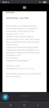 DEUBER &PARTNER Ranch Rider Westernsattel '16 Deuber & Partner  RANCH RIDER