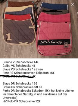 Unterschiedliche Schabracken P/VS/DR, Angeline , Dressage Pads, Albersdorf