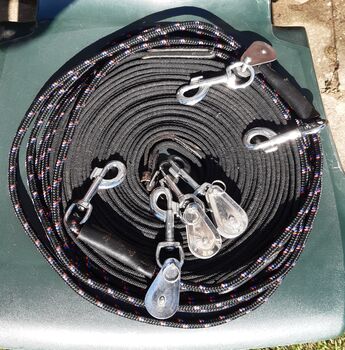 Doppellonge mit 4 abnehmbaren Umlenkrollen, ca.18m, teilbar