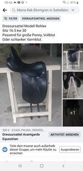 Dressursattel, Avantgarde Equestrian De Rolex , Maria Rak Blomgren , Dressage Saddle, Stadl-Paura 