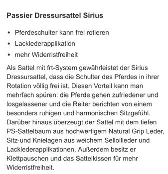 Dressursattel zu verkaufen Passier Sirius
