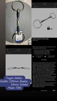 Doppeltgebrochenes Gebiss, Fager Martin FL, Vanessa , Horse Bits, Bautzen 