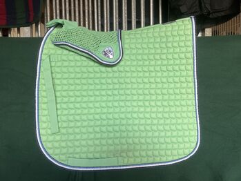 Eskadron New Basic «Cotton Striped» Set (Schabracke DL + Fliegenhaube WB), mint, Eskadron Cotton Striped, Gaby Lais, Dressage Pads, Malsburg-Marzell