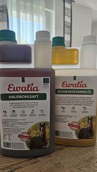 Ewaliaprodukte, Ewalia Schwarzkümmelöl und Halswohlsaft, Yvonne , Heu & Stroh, Seukendorf