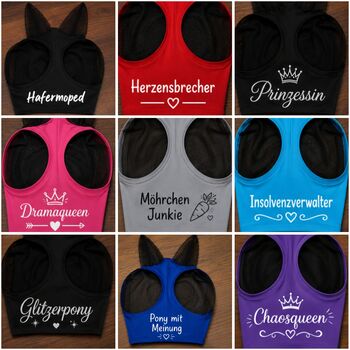 Personalisierte Fliegenmaske mit Glitzerfolie Fliegenschutz