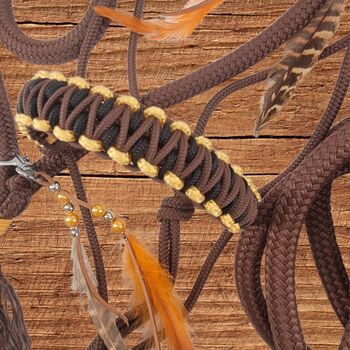 Tolles Set in Braun PONY Knotenhalfter Halsring langer Strick