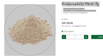 Grünlipmuschelpulver 1kg, pferdesnack, Céline , Pferdefutter, Adliswil
