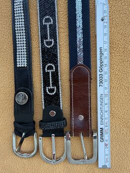 Gürtel Größe S  (Länge ca. 92 cm) - 3 Stück div. Glitzergürtel