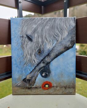 Pferd Goldig Oelgemaelde neu. 50/60