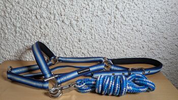 Halfter mit  Führstrick black forest blau/weiß Warmblut, loesdau, BettinaAnja, Halters, Lichtenstein