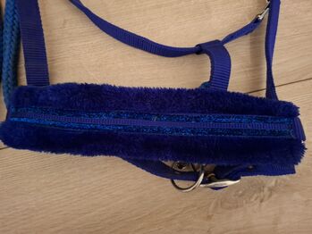 Halfter blau Glitzer Fell WB mit Strick