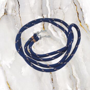 Handgefertigte 12 mm dicke Zügel Marine mit Beige 300 cm, Maya (Swisshorseshop), Halfter, Frauenfeld