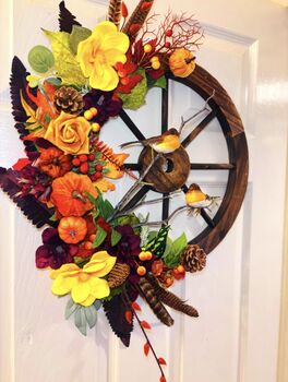 Autumn Cart Wheel Wreath perfect Stable / Home Decor Silver Orchard Crafts Cart Wheel Wreath