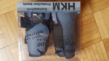 HKM Gamaschen und Streichkappen, Genua Grau/Schwarz Warmblut NEU HKM