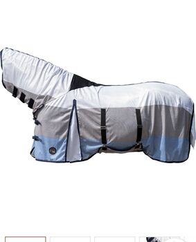 HKM Fliegendecke -Strong- mit Halsteil Rückenlänge 155 cm blau/weiß/grau, HKM  Fliegendscke , Hanne , Horse Blankets, Sheets & Coolers, Dreis-Brück