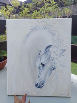 Pferd Weiss Walalch handgemalt, neu