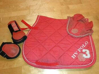 HV Polo Set Schabracke Gamaschen Fliegenohren hibiskus rot, HV Polo, Rebecca, Dressage Pads, Ulm