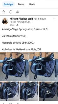 Springsattel Amerigo Vega, Amerigo Vega, Miriam Fischer Wolf, Jumping Saddle, Wettswil