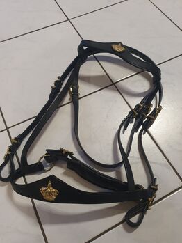Barocktrense,  Prunkzaum schwarz-gold unbenutzt, Kiki, Ogłowia, Burgwedel