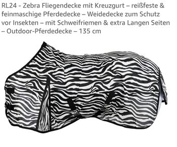 Fliegendecke Pferd . Zebra Look . 135 Fliegendecke