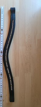 Leder-Stirnband, Stirnriemen mit Glitzersteinen / Glücksklee, 42 cm, schwarz; 4 Horse, 4 Horse, Andrea Schürmann, Nosebands, Lichtenau