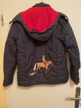 Loesdau Mädchen Jacke große 128 Farbe dunkelblau, Futter rot, abnehmbare Kapuze Loesdau