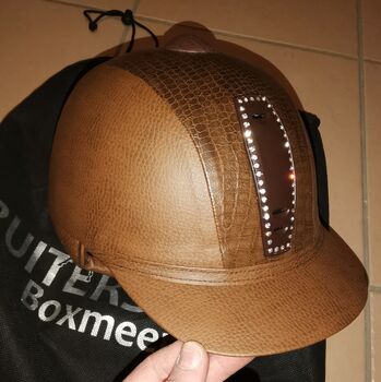 Luxus Reithelm * NEU * Braun Croco Strass * Gr. 56
