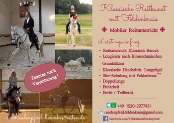 Mobiler Reitunterricht - Klassische Dressur mit Feldenkrais, Sarah S. , Riding Lessons, Durmersheim
