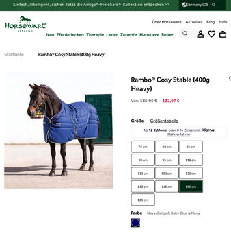 NEU - HORSEWARE Rambo Stalldecke Horseware Rambo
