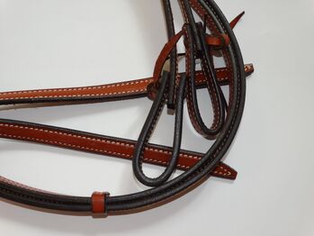 Neue Stonedeek 245 cm Western-Zügel / Split Reins Premium Latigo Leder rot-braun Westernzügel offen STONEDEEK