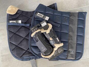 NEUES Set Eskadron Croco Platinum 23, Eskadron Platinum Croco Velvet + Croco Big Square + Gamaschen, Teresa, Dressage Pads, Ibbenbüren 