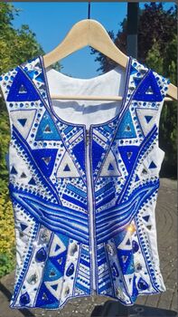 NEU!! Show Outfit Westernblanket Handmade Bolero (NEU) royalblau/weiss handmade