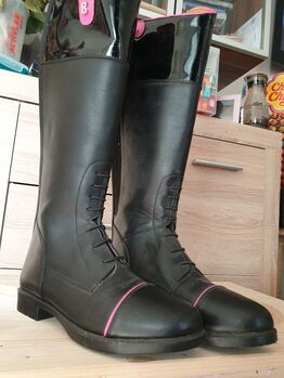 Neue Reitstiefel; schwarz/pink; 39, Brogini Ginny Long Patent Top, Laura, Oficerki jeździeckie, Berlin