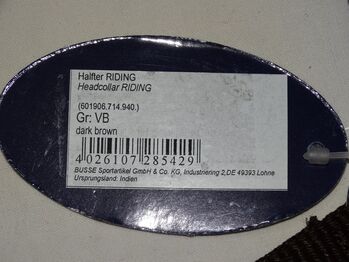 Neues Busse Halfter Riding/Trainingshalfter VB Braun Reithalfter mit Zügel NEU Busse